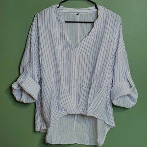 High-low button down stripped dress shirt